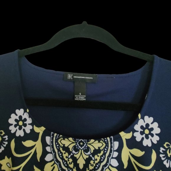 INC International Concepts Dress Womens Size S Navy/Yellow Body Con - Picture 3 of 3